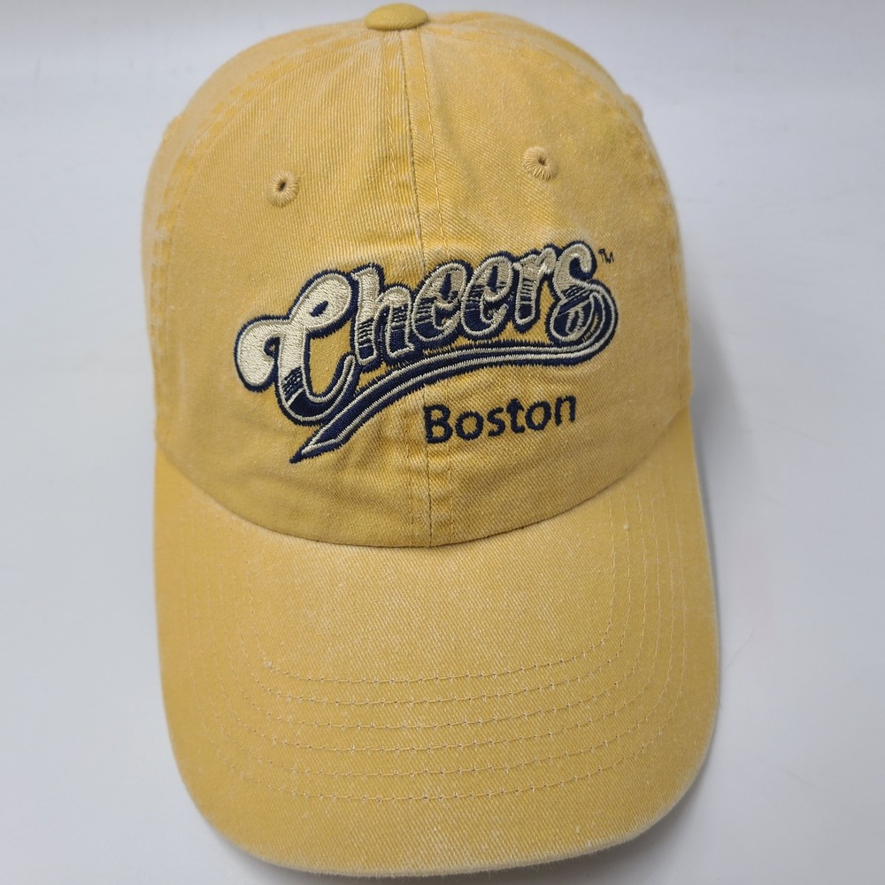 Cheers Hat Strapback (Fits Small) Yellow Blue Boston TV Show Television Dad Men